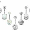 FECTAS Fectas 14G Belly Button Rings Surgical Steel Cz With Retainers Navel Ring Barbell For Women Girls Body Piercing Jewelry Rose Gold Silver | Body Piercing Barbells