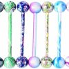 Tanyoyo Tanyoyo 14G 18 Pcs Colorful Ball Tongue Rings Stainless Steel Barbell Tongue Straight Ring Retainer Nipple Ring Bar Length 16Mm For Women Men | Body Piercing Barbells