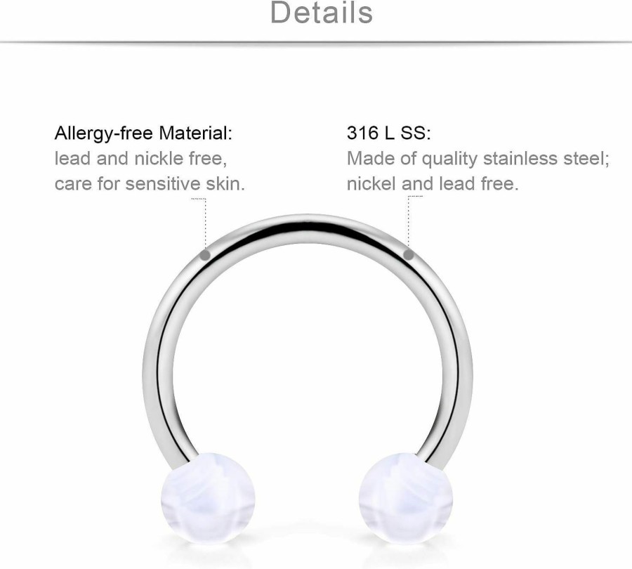 SCERRING Scerring 6 Pairs 14G Stainless Steel Horseshoe Nipple Rings Hoop Cartilage Earrings Nipplerings Piercing Jewelry For Women Men 14Mm 16Mm | Body Piercing Barbells