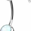 Melighting Melighting Titanium Belly Button Ring 14G Opal Belly Ring Internally Threaded G23 Titanium Belly Piercing Hoop Opal Navel Barbell Body Piercing Jewelry | Body Piercing Barbells