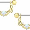 Forbidden Body Jewelry Forbidden Body Jewelry 14G-16G Surgical Steel Synthetic Opal Partial Nipple Shield Filigree Barbell Set | Body Piercing Barbells