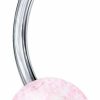 Forbidden Body Jewelry Forbidden Body Jewelry 14G Grade 23 Titanium Pink Ultra Glitter Acrylic Double Ball Belly Button Ring | Body Piercing Barbells