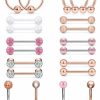 Prjndjw Prjndjw 20Pcs 14G 9/16\"(14Mm) Length Surgical Steel Nipple Rings Belly Button Rings Horseshoe Rings Cz Nipple Jewelry For Women Men | Body Piercing Barbells