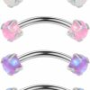 Ruifan Ruifan 16G 3Mm Opal Internally Threaded Curved Barbell Eyebrow Belly Lip Tragus Ring Piercing Jewelry 4Pcs | Body Piercing Barbells