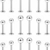 Yaalozei Yaalozei 20G 16G 14G 12G Lip Labret Medusa Monroe Rings Studs Surgical Steel Tragus Helix Cartilage Earring Stud Rings Piercing Jewelry Bar Length 8Mm 10Mm 12Mm Mix Color 18Pcs | Body Piercing Barbells