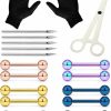 Heienngy Heienngy Piercing Kit 14G Nipple Rings Tongue Rings Surgical Stainless Steel Nipple/Tongue Piercing Jewelry Kit 14 Gauge Piercing Needles Silver Black Rainbow Nipple Ring Tongue Ring For Women Men | Body Piercing Barbells