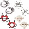 IrbingNii Irbingnii Nipple Rings Surgical Steel 14G Nipple Piercings For Women Nipple Bars Jewelry Red Heart With Arrow,Skull,Spider,Snake 4 Pairs | Body Piercing Barbells