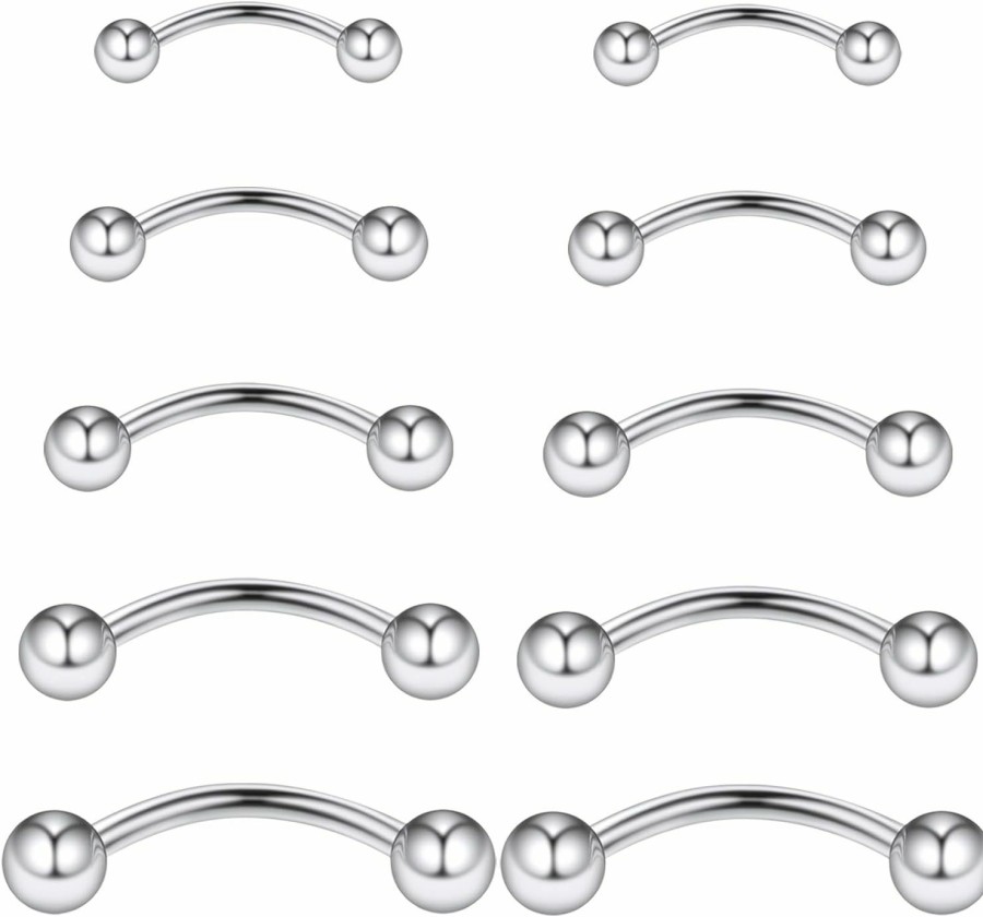 Yaalozei Yaalozei 16G 14G Eyebrow Rings Rook Piercing Jewelry Surgical Steel Curved Barbells Snake Eye Tongue Rings Vertical Lip Belly Rings Cartilage Helix Daith Earrings Piercing Jewelry For Women Men | Body Piercing Barbells