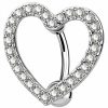 OUFER Oufer Heart Belly Button Rings Pave Cz Crystal Top Down Belly Rings 14G Surgical Steel Navel Piercing Jewelry | Body Piercing Barbells