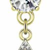 Forbidden Body Jewelry Forbidden Body Jewelry Surgical Steel Fancy Dia-Cut Pave Cz Triangle Dangle Belly Ring (Choose Color) | Body Piercing Barbells