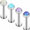 Ruifan Ruifan 2Mm 3Mm 4Mm Opal Jeweled Internally Threaded Stainless Steel Labret Monroe Lip Ring Tragus Helix Earring Stud 16G 5/16\" 8Mm 4Pcs | Body Piercing Barbells