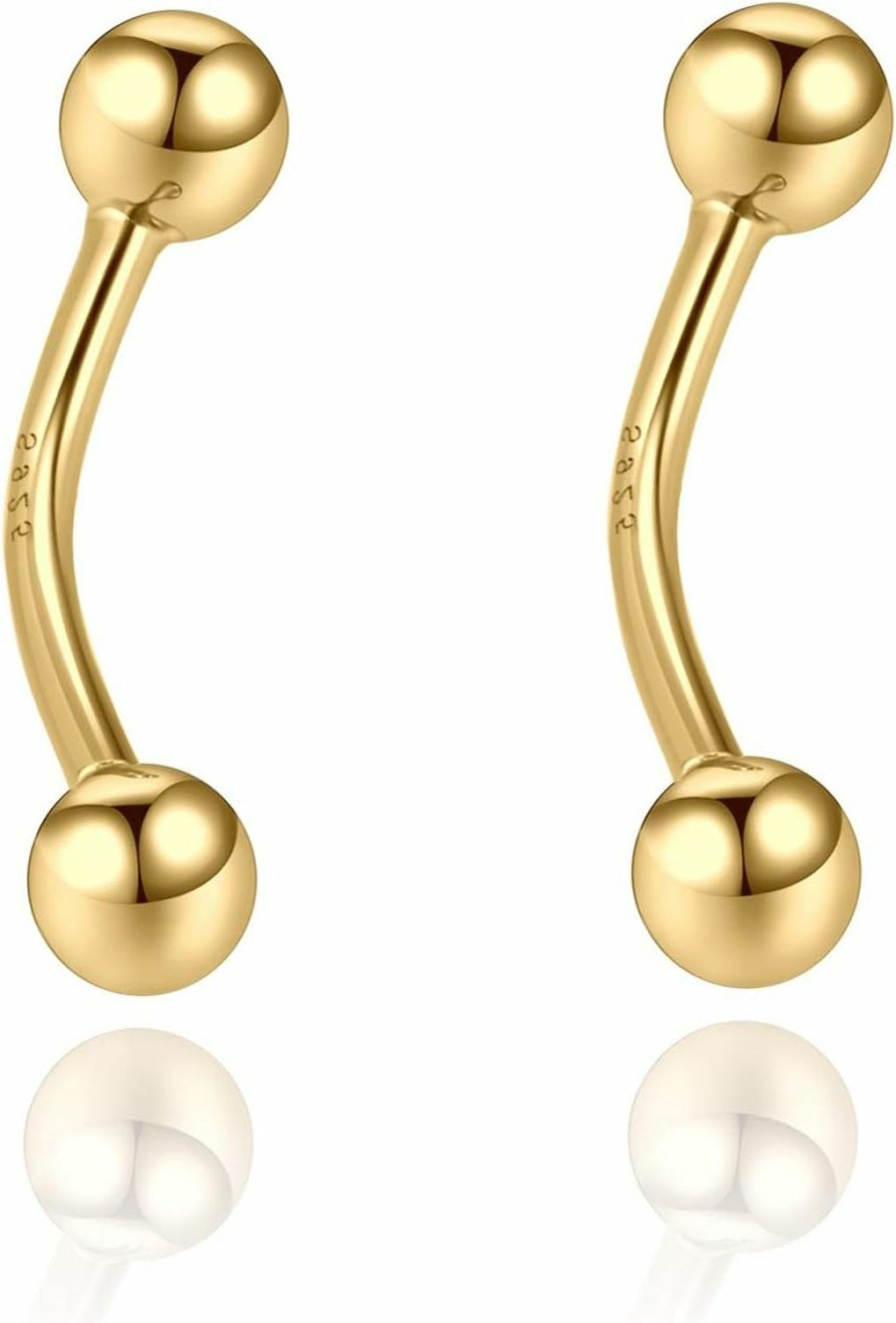 SILBERTALE Silbertale Daith Rook Earrings Sterling Silver Cartilage Earring Stud Tragus Piercing Eyebrow Rings Petite Belly Ring Curved Barbell Body Piercing 5/16'' | Body Piercing Barbells