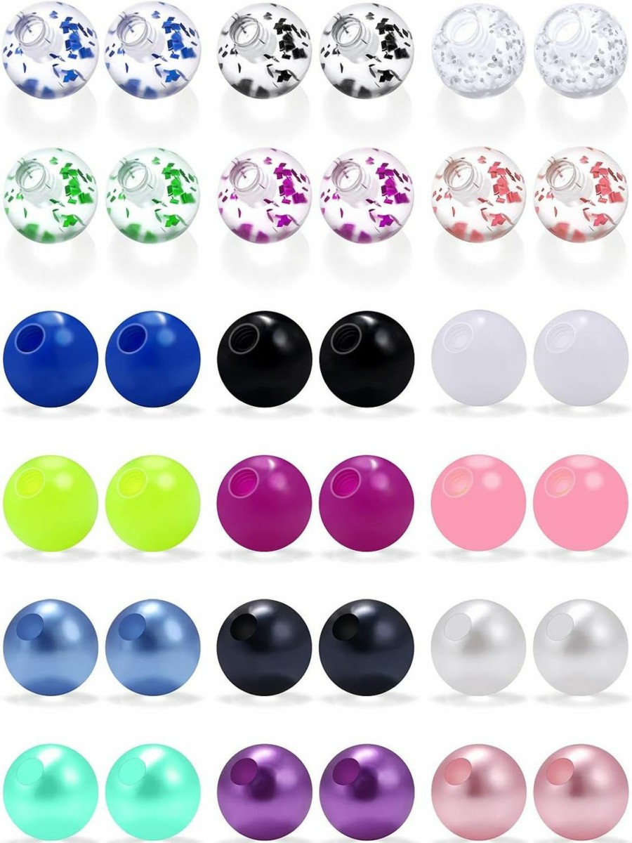 Kridzisw Kridzisw 20G Plastic Replacement Piercing Balls For Lip Eyebrow Smiley Rings Tragus Gartilage Helix Rook Daith Earrings Piercing Berbell Replacement Balls Parts 36Pcs | Body Piercing Barbells