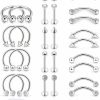 SCERRING Scerring Tragus Earrings 16G Stainless Steel Horseshoe Eyebrow Lip Rings Nail Tragus Helix Rook Cartilage Earrings Studs Ring Medusa Piercing Jewelry 8Mm 36Pcs | Body Piercing Barbells