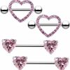 HEKEUOR Hekeuor 14G Surgical Steel Nipple Ring Cz Barbell Heart Shape For Women Nippleshield Piercing Body Piercing | Body Piercing Barbells