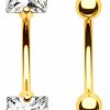 Jewseen Jewseen 2Pcs 16G Small Size Belly Button Rings Pack Surgical Steel Square Aaa Cz Curved Barbell Navel Rings New | Body Piercing Barbells