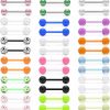 Yaalozei Yaalozei 14G Glow In Dark Plastic Nipple Tongue Rings 16Mm Flexible Nipple Tongue Rings Retainer Straight Barbell Piercing Jewelry 5/8Inch 36Pcs-48Pcs | Body Piercing Barbells