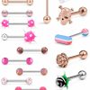 Ylqjksk Ylqjksk Tongue Rings Surgical Steel 14G Tongue Piercing Jewelry Plastic Tongue Rings For Women Men Clear Cz Acrylic Skull Ghost Pill Glow Dark Flower T Shape Glitter Tongue Ring Rainbow 5/8Inch 16Mm | Body Piercing Barbells