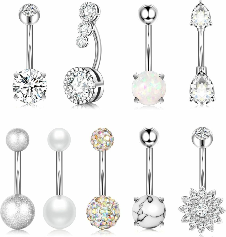 Tomovely Tomovely 14G Belly Button Ring Cute Belly Button Rings Surgical Stainless Steel Belly Rings For Women Navel Rings Piercing Jewelry Belly Button Piercing Jewelry | Body Piercing Barbells