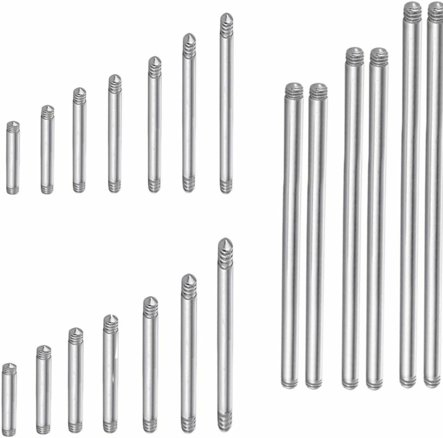 COTTVOTT Cottvott 20Pcs A Set Surgical Steel Threaded Barbell Bar Replacement For Tongue Earring Piercing Body Jewelry (Mix 20Pcs) | Body Piercing Barbells