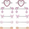 Suotarn 5 Pairs Surgical Steel Nipple Rings Body Piercing Jewelry For Women With Cute Heart 14G Nipple Bar Sheild Nipplerings | Body Piercing Barbells