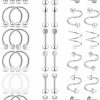 Hoeudjo Hoeudjo Spiral Barbell Tragus Earrings 16G Stainless Steel Horseshoe Barbell Lip Rings Helix Rook Twist Cartilage Earrings Studs Ring Medusa Piercing Jewelry 8Mm 18 Pairs | Body Piercing Barbells