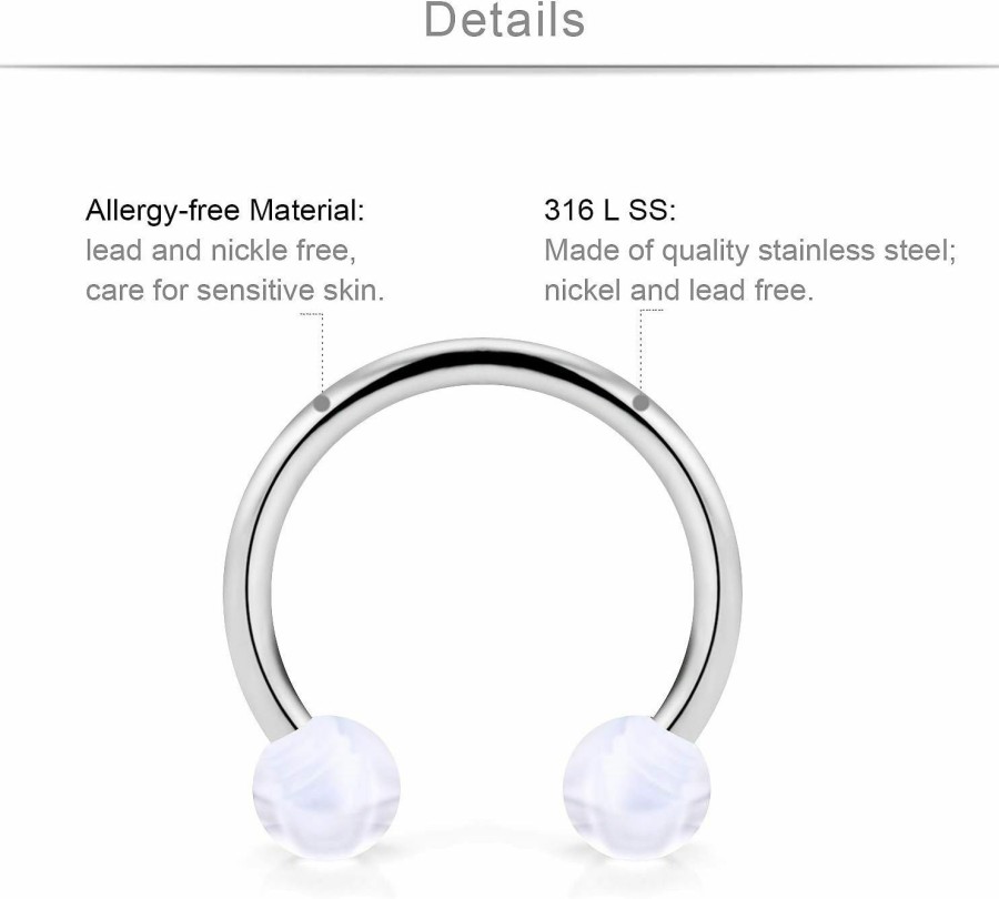 SCERRING Scerring 6 Pairs 16G 14G Stainless Steel Horseshoe Nipple Rings Hoop Cartilage Earrings Nipplerings Piercing Jewelry Women Men Clear Cz 14Mm 16Mm | Body Piercing Barbells