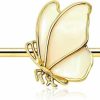 Jewseen Jewseen Butterfly Industrial Piercing Jewelry 14G Industrial Jewelry Gold Industrial Earring Industrial Barbell For Women Body Piercing Jewelry | Body Piercing Barbells