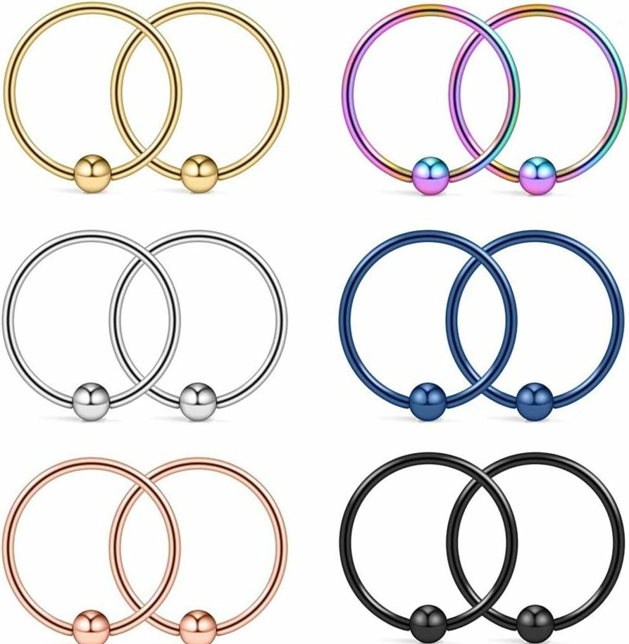 Ruifan Ruifan 22G 8Mm Nose Hoop Lip Eyebrow Tongue Helix Tragus Cartilage Septum Piercing Ring 2-12Pcs | Body Piercing Barbells