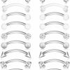 Subiceto Subiceto 18 Pcs 16G Stainless Steel Rook Daith Earrings Eyebrow Piercings Belly Lip Ring Cz Punk Plastic Curved Barbell Body Piercing Jewelry | Body Piercing Barbells