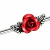 Pierced Owl Pierced Owl 14Ga 316L Surgical Steel Red Rose With Leaves Industrial Barbell | Body Piercing Barbells