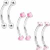 Ocptiy Ocptiy 16G 10Mm Eyebrow Rook Piercing Jewelry 316L Surgical Steel Belly Lip Rings Snake Eye Tongue Rings Curved Barbell Vertical Lip Labret Rings Piercing Jewelry For Women Men 3Mm Opal Cz Ball | Body Piercing Barbells