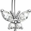 CM Crareesi Mania Cm Crareesi Mania Belly Button Ring Dangle 14G Belly Button Rings Butterfly 316L Stainless Steel Short Belly Button Ring 14G Belly Button Piercing Jewelry | Body Piercing Barbells