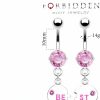 Forbidden Body Jewelry Forbidden Body Jewelry Surgical Steel Set Of Best Friend Matching Pink Gem Dangle Heart Belly Button Rings | Body Piercing Barbells