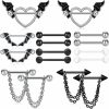 LAURITAMI Lauritami Nipple Rings For Women Nipple Piercing Jewelry 14G Nipple Rings Surgical Steel Nipple Jewelry Straight Barbell Tongue Rings For Women Cz Nipplering Piercing Jewelry Set … | Body Piercing Barbells