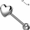 Jewseen Jewseen G23 Implant Grade Titanium Tongue Piercing Jewelry Heart Tongue Rings Internally Threaded Tongue Barbell For Women Men | Body Piercing Barbells