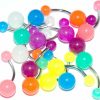 BodyJewelryOnline Bodyjewelryonline Belly Rings 14 Gauge Glow In The Dark Assortment 316L Surgical Steel Comfortable And Long Lasting Piercing Jewelry - Sold As A Pack Of 16 | Body Piercing Barbells