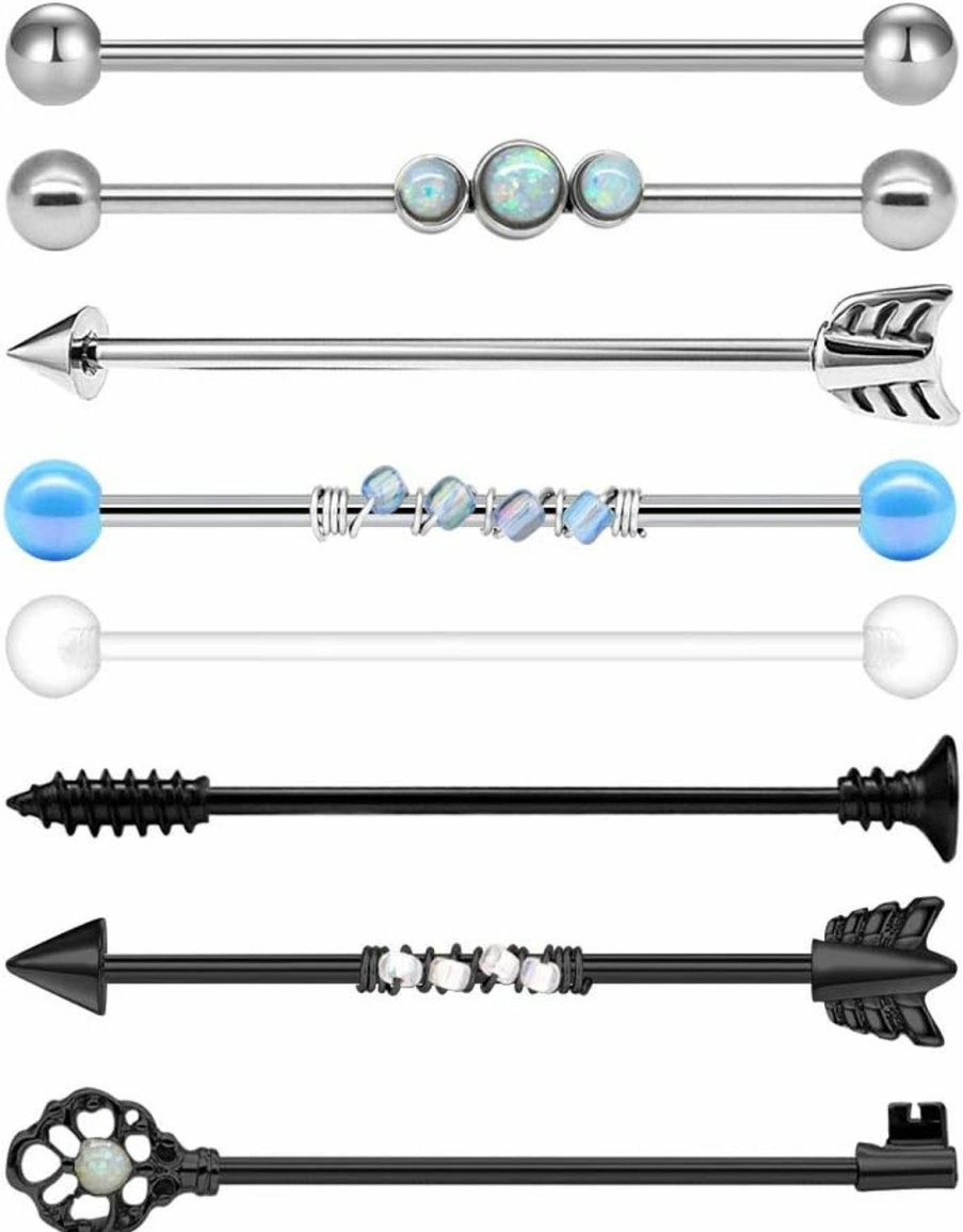 Mayhoop Mayhoop 14G Stainless Steel Industrial Barbell Earring Cartilage Body Piercing Jewelry 38Mm 1&1/2 Inch Industrial Piercing Bar | Body Piercing Barbells