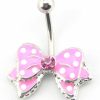 DUOKA Duoka 14G Pink Bow Bowknot Enamel Belly Ring Navel Bar Body Piercing Jewelry Pink | Body Piercing Barbells