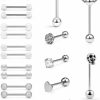 SCERRING Scerring 14G Tongue Rings Stainless Steel Rose Skull Heart Tongue Nipple Ring Body Piercing Jewelry Retainer 21Pcs | Body Piercing Barbells