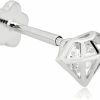 AVORA Avora 14K Gold Simulated Diamond Cz Diamond Cage Cartilage Piercing Flat Back Earring Body Jewelry (18 Gauge) | Body Piercing Barbells