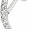 AVORA Avora 14K Gold Simulated Diamond Cz Curved Bar Cartilage Piercing Flat Back Earring Body Jewelry (18 Gauge) | Body Piercing Barbells