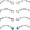 ZS Zs 8Pcs 16G Stainless Steel Cubic Zirconia Curved Barbell Eyebrow Ring Daith Earring Rook Piercing | Body Piercing Barbells