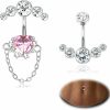 JOERICA Joerica Titanium Dangle Belly Button Ring For Women Cute 14G Butterfly Cross Evil Eye Heart With Chain Cz Dangling Button Rings Navel Rings Body Belly Piercing Jewelry | Body Piercing Barbells