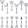 Vsnnsns Vsnnsns 16G Rook Daith Piercing Jewelry Surgical Steel 8Mm Curved Barbell Eyebrow Rings Helix Tragus Belly Lip Rings Cz Piercing Jewelry Kit Cartilage Daith Rook Earrings For Women Men 12Pcs | Body Piercing Barbells