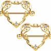 COCHARM Cocharm 14G Heart Nipple Rings For Women Surgical Steel Cz Nipple Piercings Nipple Barbells Nipple Bars Gold Silver Rose Gold | Body Piercing Barbells