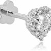 AVORA Avora 14K Gold Heart-Shaped Simulated Diamond Cz Halo Cartilage Piercing Flat Back Earring Body Jewelry (18 Gauge) | Body Piercing Barbells