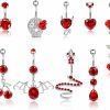 Sanfenly Sanfenly Belly Button Rings For Women 14G Stainless Steel Belly Rings Navel Rings Cute Snake Devil Heart Flower Dangle Belly Button Piercing Jewelry | Body Piercing Barbells