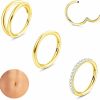 LOLIAS Lolias 14G Belly Button Rings For Women Surgical Steel Hoop Belly Button Rings Gold Silver Tone Cz Navel Rings Clicker Belly Button Piercing Jewelry 3Pcs | Body Piercing Barbells