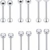 Ftovosyo Ftovosyo 12Pcs 14G 16G Cheek Piercing Jewelry Stainless Steel Dimple Rings Labret Long Tongue Barbell Body Piercing Jewelry For Women Men Bar Length 14Mm-19Mm | Body Piercing Barbells